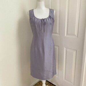Vintage Max Studio Lilac Raw Silk Embroidered Sleeveless Sheath Dress Size 6